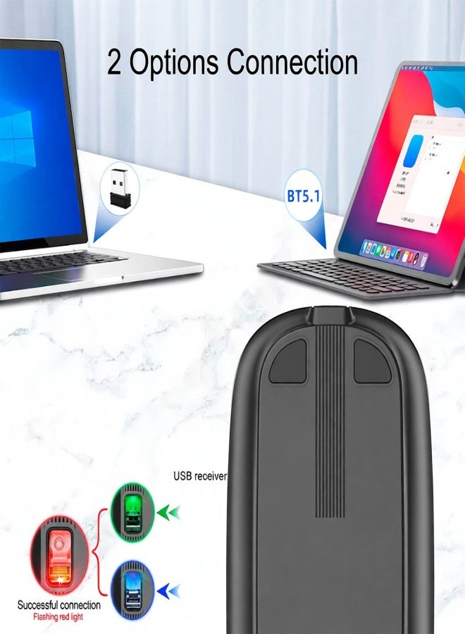 إف ماوس فأرة FMOUSE M113 اللاسلكية النحيفة القابلة لإعادة الشحن بتردد 2.4 جيجا هرتز وتقنية بلوتوث 5.1، متوافقة مع أجهزة الكمبيوتر المكتبية والمحمولة، مزودة بمستقبل USB ودقة 2400 نقطة في البوصة ومستوى قابل للتعديل. - Image 4