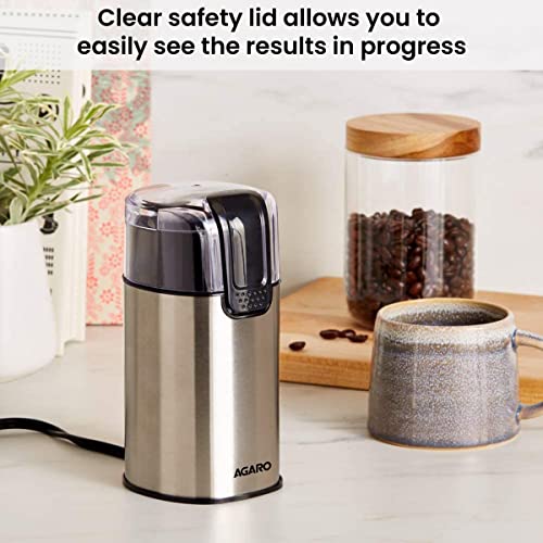 AGARO Grand Electric Coffee Grinder, Stainless Steel Blades, Grinds up to 60 Grams Dry Coffee Beans, Portable, Silver - Image 5
