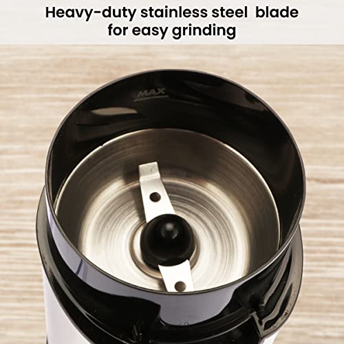 AGARO Grand Electric Coffee Grinder, Stainless Steel Blades, Grinds up to 60 Grams Dry Coffee Beans, Portable, Silver - Image 4