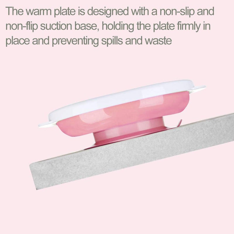 Matyz 2-Pack Baby Feeding Suction Warm Plate with Draining and Drying Design - Stay Put Divided Plate for Kids - Including 2 Toddler Plates and 4 Spoons - Microwave & Dishwasher Safe (Pink) - Image 5