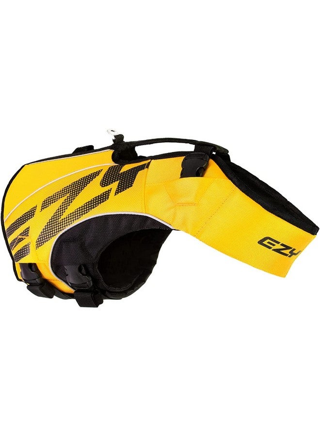 EzyDog DFD X2 Dog Life Jacket - Adjustable Swimming Safety Life Vest Preserver with Continuous Neck Flotation, Reflective Trim, & Grab Handle (XL, Yellow) - Image 1