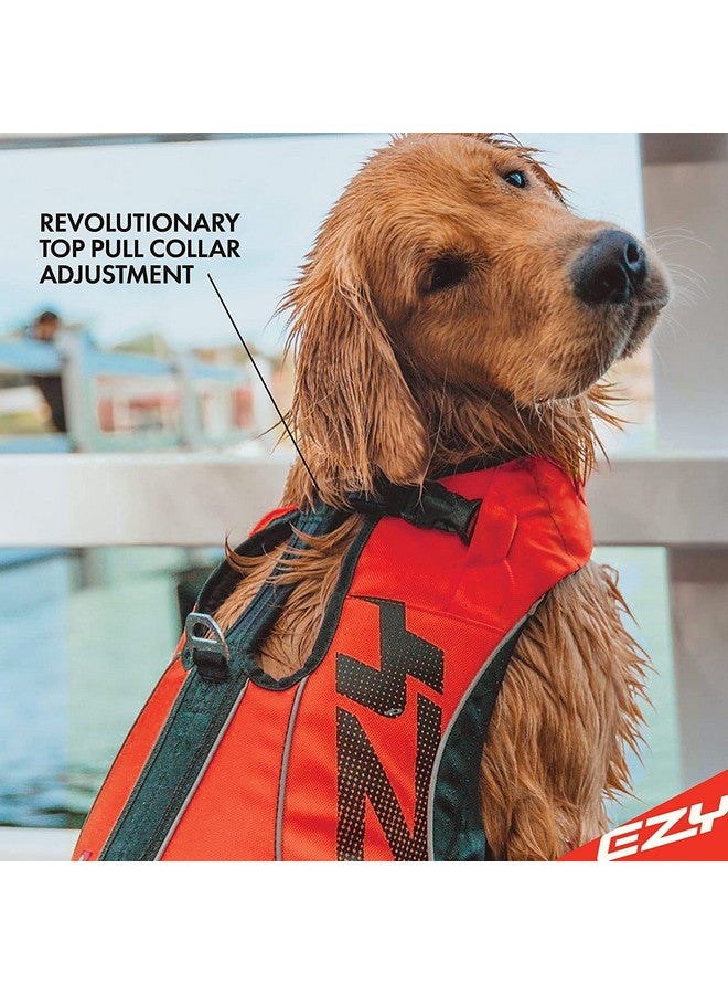 EzyDog DFD X2 Dog Life Jacket - Adjustable Swimming Safety Life Vest Preserver with Continuous Neck Flotation, Reflective Trim, & Grab Handle (XL, Yellow) - Image 4