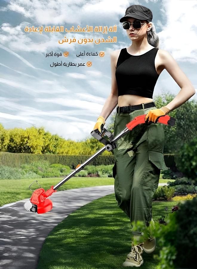 24V Cordless Grass Trimmer & Weed Wacker – Foldable Electric Lawn Mower with Safety Switch, Retractable, Low Noise for Efficient Cutting & Yard Care - Image 4