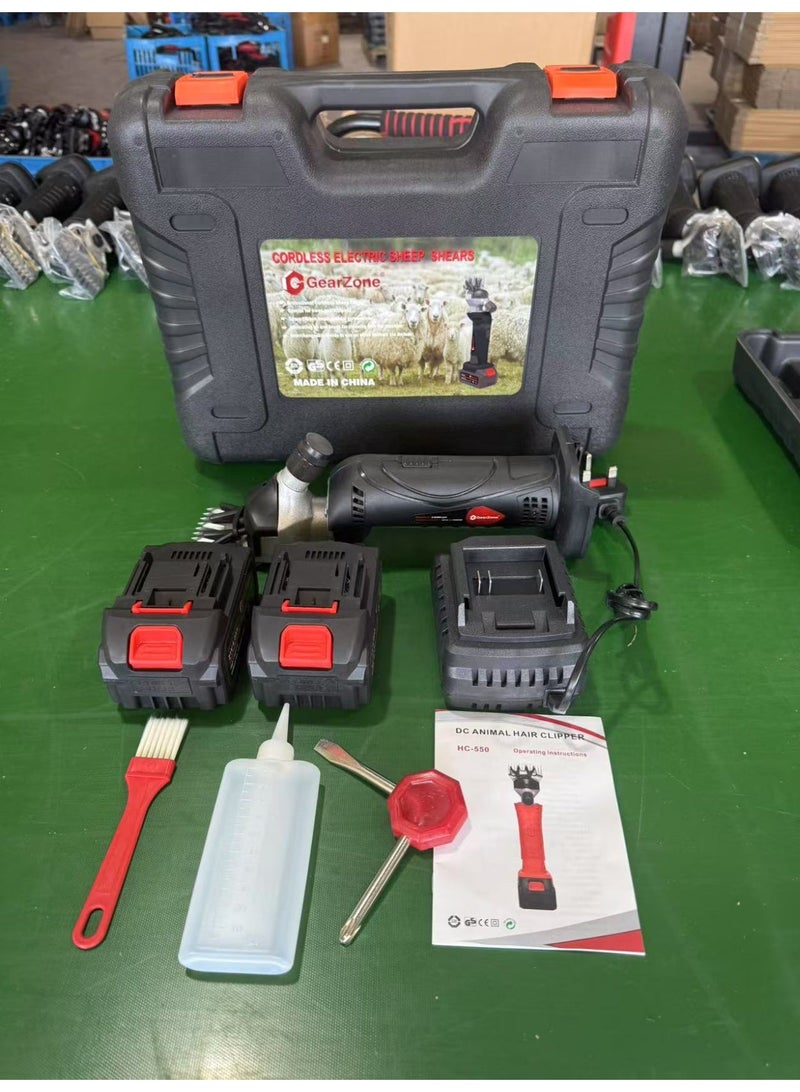 جيرزون مقصات أغنام كهربائية مطورة من جير زون، 1000 وات، مقصات أغنام كهربائية احترافية، مجموعة أدوات العناية بالماشية في المزرعة، 6 سرعات شديدة التحمل للأغنام والماشية والماعز أو غيرها من الحيوانات ذات الفراء السميك - أسود - Image 2