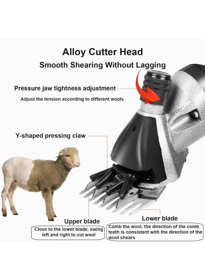 جيرزون مقصات أغنام كهربائية مطورة من جير زون، 1000 وات، مقصات أغنام كهربائية احترافية، مجموعة أدوات العناية بالماشية في المزرعة، 6 سرعات شديدة التحمل للأغنام والماشية والماعز أو غيرها من الحيوانات ذات الفراء السميك - أسود - Image 5