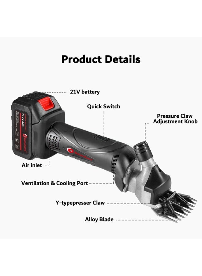 جيرزون مقصات أغنام كهربائية مطورة من جير زون، 1000 وات، مقصات أغنام كهربائية احترافية، مجموعة أدوات العناية بالماشية في المزرعة، 6 سرعات شديدة التحمل للأغنام والماشية والماعز أو غيرها من الحيوانات ذات الفراء السميك - أسود - Image 3