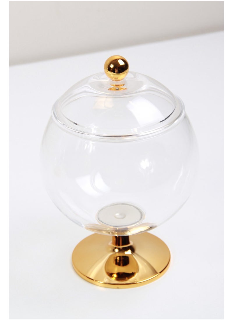 Versatile Dessert Bowl with Attractive Design Lid and 1-Piece Base Transparent/gold