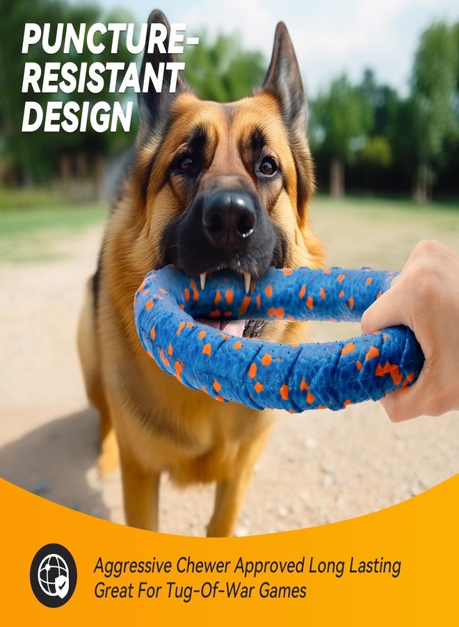 FUSOTO Dog Ring Toy, Indestructible Flying Discs for Throwing Catching, Water Floating Dog Training Ring for Medium Large Breeds (Blue - φ9 inches) - Image 2