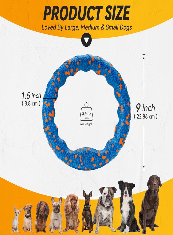FUSOTO Dog Ring Toy, Indestructible Flying Discs for Throwing Catching, Water Floating Dog Training Ring for Medium Large Breeds (Blue - φ9 inches) - Image 3