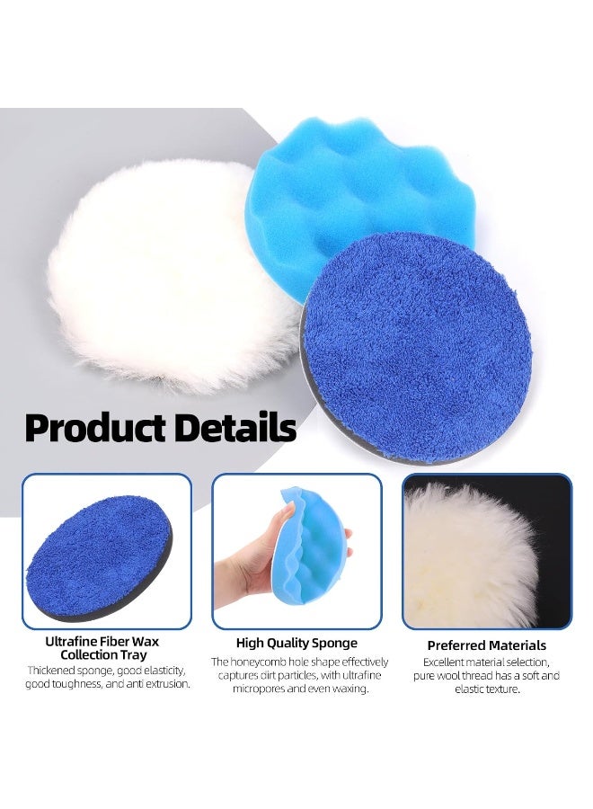 Glarks 65Pcs 5 Inch Hook and Loop Backing Pad and Round Hand Sanding Block with 60Pcs 8 Holes Sanding Discs 40-800 Grit and 3Pcs Buffing Polishing Pads Assortment Kit for Wood Metal Jewelry Craft - Image 4