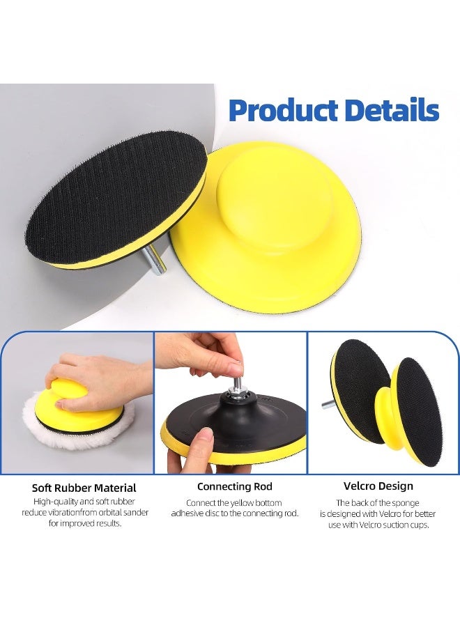Glarks 65Pcs 5 Inch Hook and Loop Backing Pad and Round Hand Sanding Block with 60Pcs 8 Holes Sanding Discs 40-800 Grit and 3Pcs Buffing Polishing Pads Assortment Kit for Wood Metal Jewelry Craft - Image 5