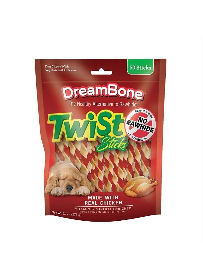 Dreambone Chicken & Vegetable Twist Sticks, Dog Chew Sticks, Rawhide Free Treats for Dogs 50 Count (Pack of 1) - Image 2