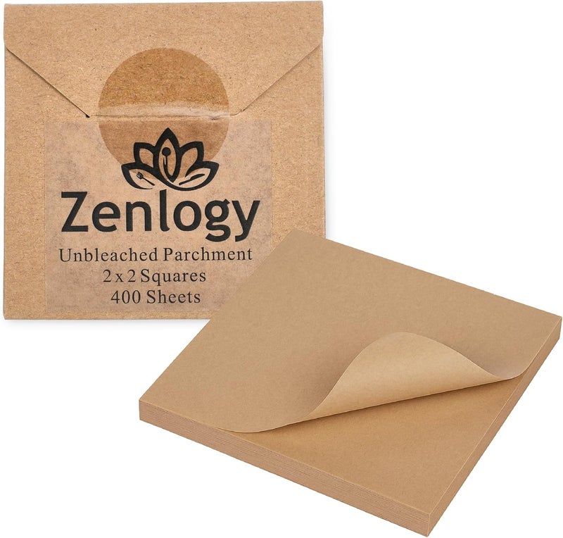 Zenlogy Unbleached Parchment Paper Squares 2x2 (400 Sheets) - Perfect for Storing Freezing Separating Baking Diamond Painting - Image 1