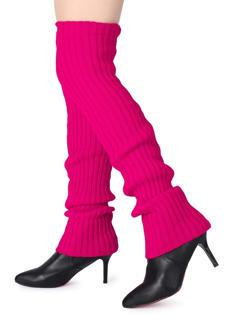 Pareberry Women's Winter Over Knee High Footless Socks Knit Warm Long Leg Warmers (Pink, 27 Inches) - Image 3