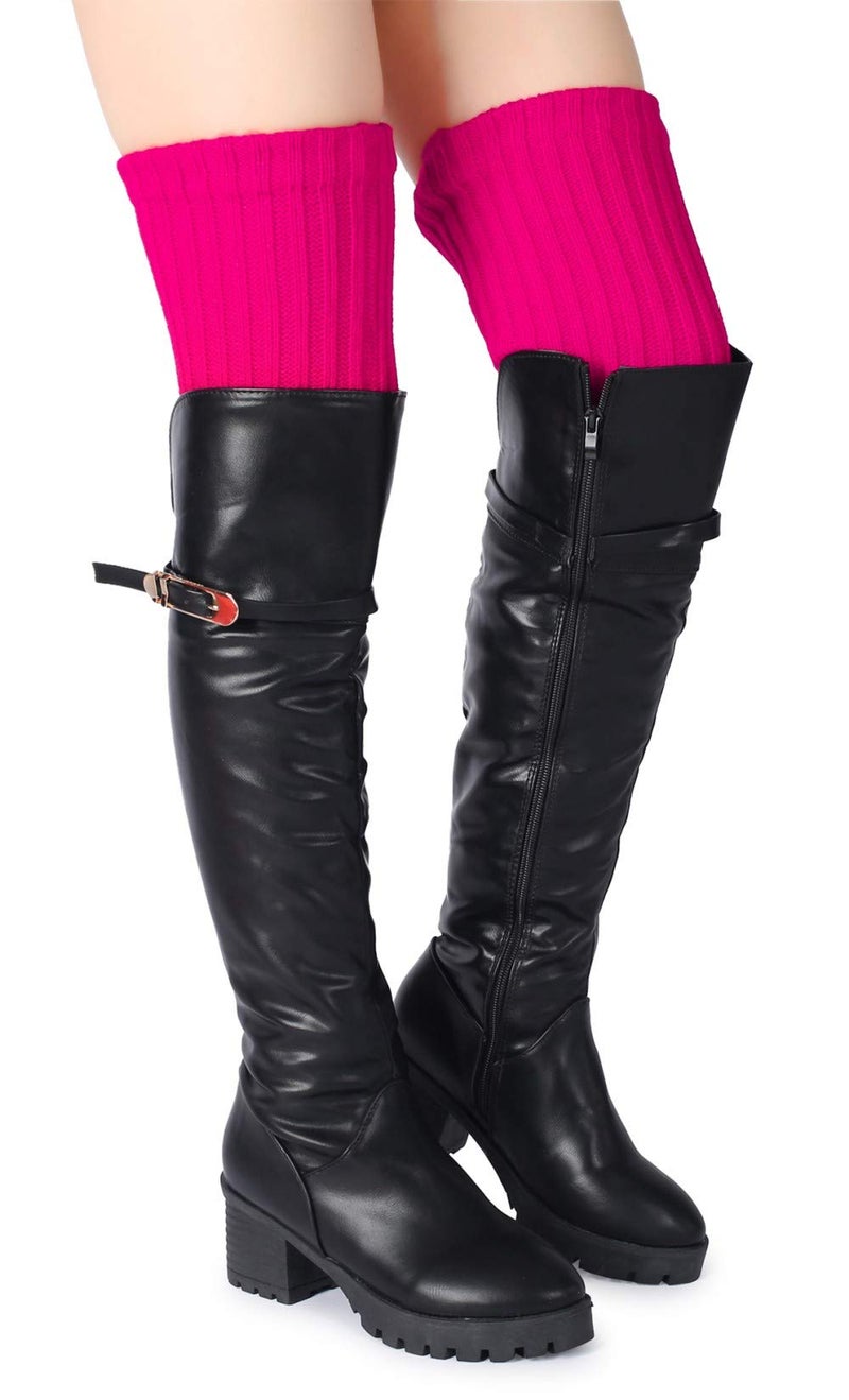 Pareberry Women's Winter Over Knee High Footless Socks Knit Warm Long Leg Warmers (Pink, 27 Inches) - Image 4