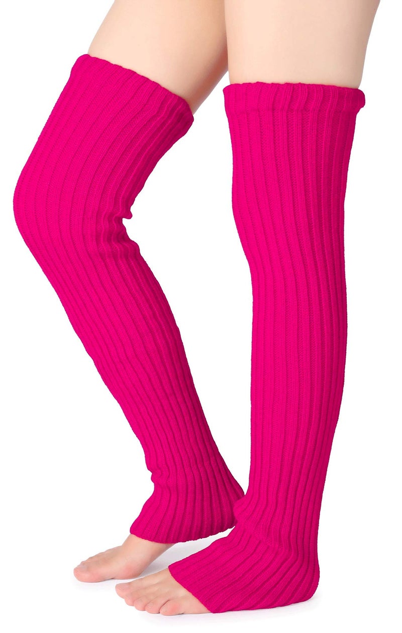 Pareberry Women's Winter Over Knee High Footless Socks Knit Warm Long Leg Warmers (Pink, 27 Inches) - Image 5
