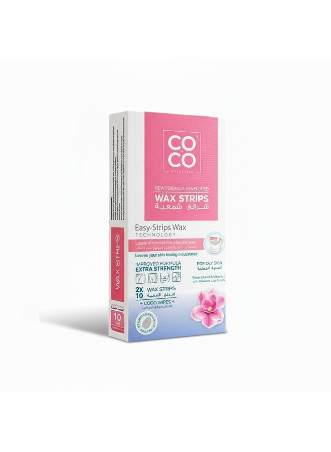 كوكو شرائح شمعية لإزالة الشعر مع مستخلص الورد وفيتامين سي - 10 قطع
