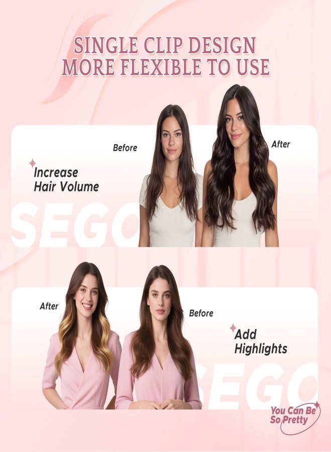 SEGO Clip In Short Hair Extensions Real Human Hair Single 6 Pcs Individual Clip Ins Highlight Remy Balayage Straight Soft Seamless Hairpieces for Women -10 Inch #12P613 Golden Brown&Bleach Blonde - Image 5