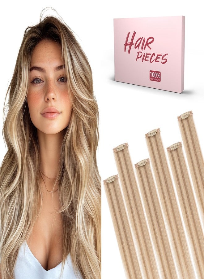 SEGO Clip In Short Hair Extensions Real Human Hair Single 6 Pcs Individual Clip Ins Highlight Remy Balayage Straight Soft Seamless Hairpieces for Women -10 Inch #12P613 Golden Brown&Bleach Blonde - Image 1