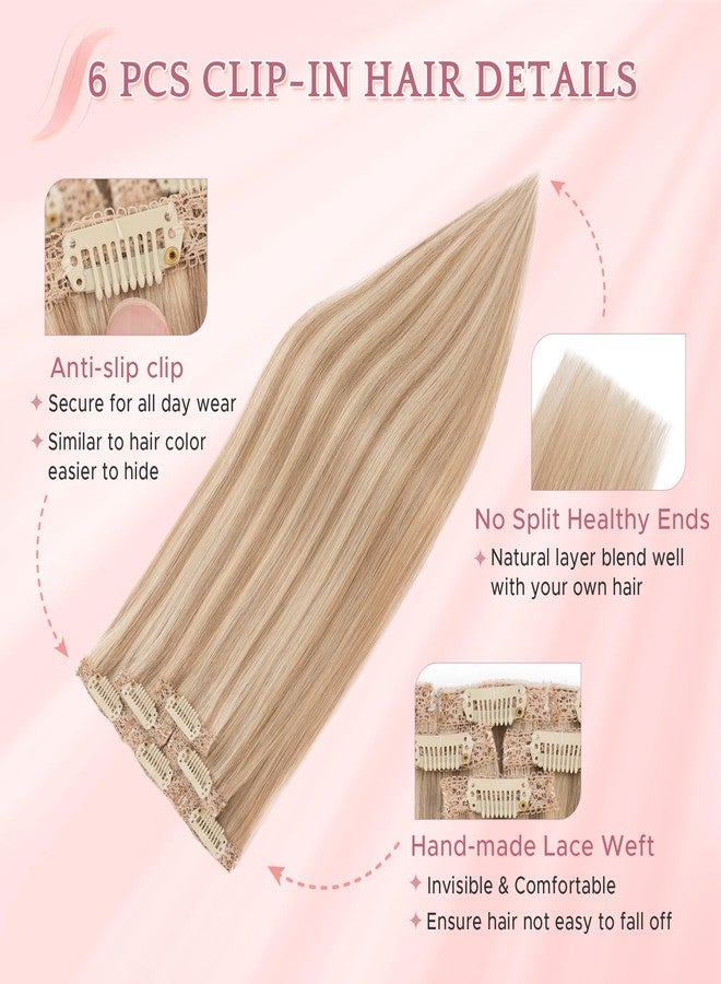 SEGO Clip In Short Hair Extensions Real Human Hair Single 6 Pcs Individual Clip Ins Highlight Remy Balayage Straight Soft Seamless Hairpieces for Women -10 Inch #12P613 Golden Brown&Bleach Blonde - Image 3
