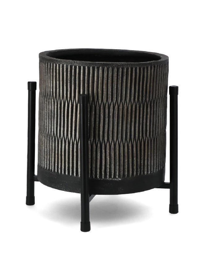 serene - Textured Finish Planter with Stand Brown and Black 57 x 31 x 31 cm - Image 1