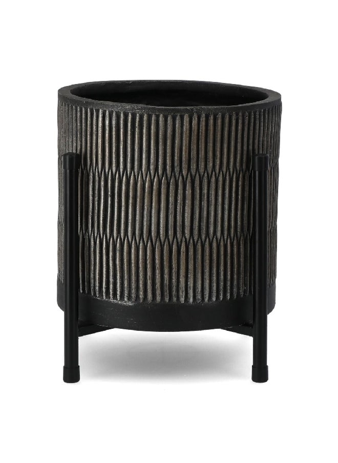 serene - Textured Finish Planter with Stand Brown and Black 57 x 31 x 31 cm - Image 1