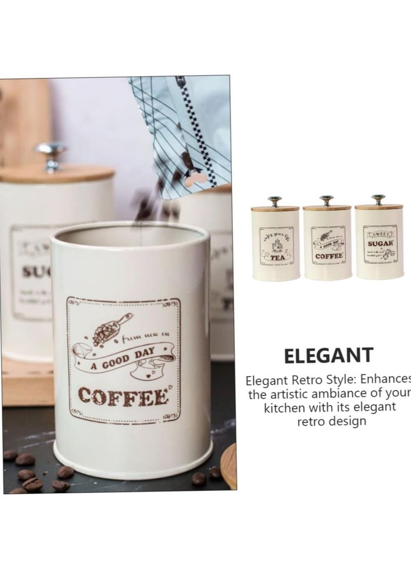 XiuWoo 3-Piece Large Capacity Stainless Steel, Coffee Kitchen Canister, Sugar Organizer, Tea Storage Box, Coffee Storage Jars, Kitchen Containers Storage Set with Bamboo Lids - Image 4