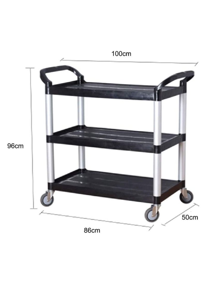 LACOT GENERAL TRADING LLC Large Utility Rolling Cart Kitchen Trolley, 3 Tier Commercial Rolling Service Cart for Hotel Restaurant  - Image 2