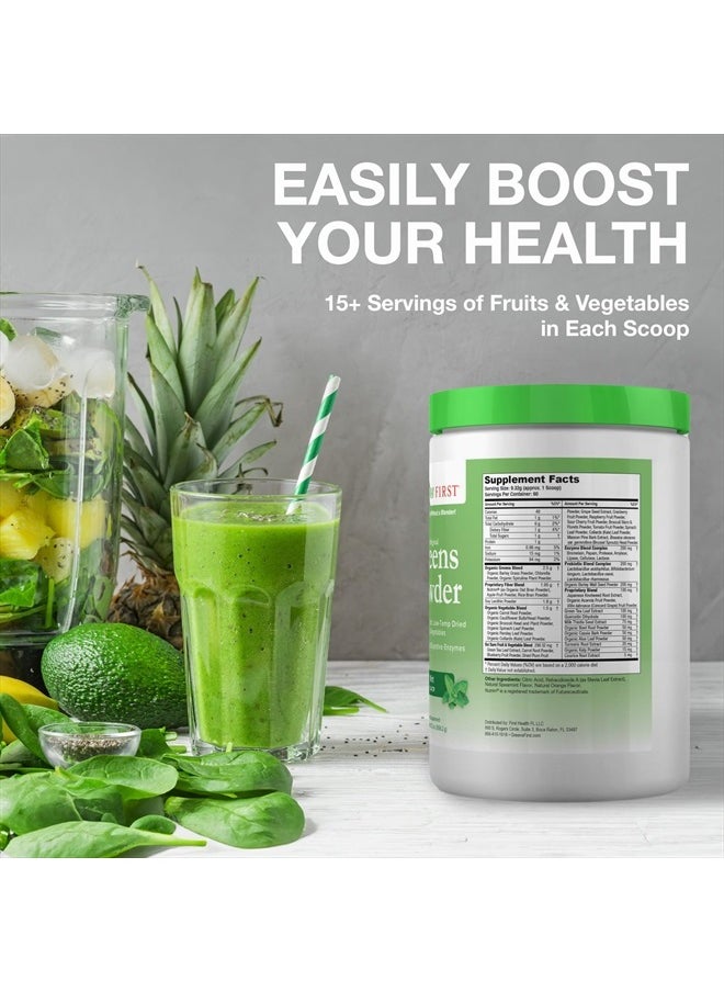 Greens First - Mint - 60 Servings - Greens Powder Superfood, 49 Organic Fruit & Vegetable Superfoods, Antioxidant Juice Smoothie Mix Supplement, Dairy Free, Vegan & Non-GMO - 19.72 oz - Image 1