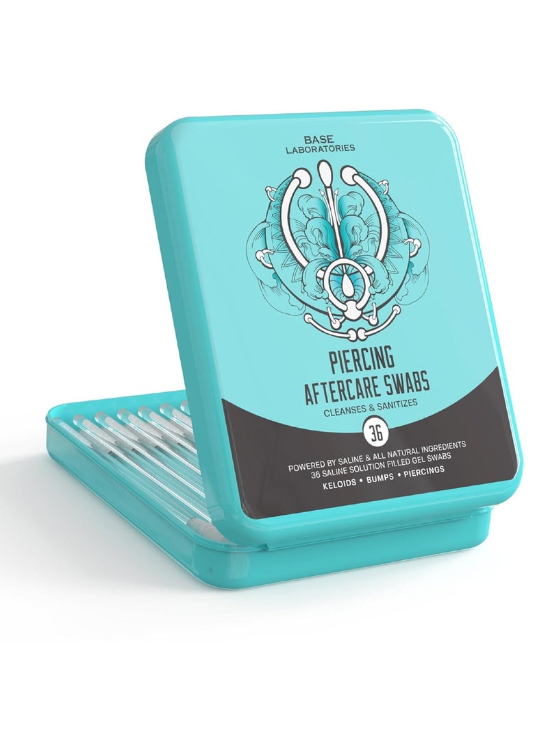 BASE LABORATORIES Base Labs Keloid Bump Removal Gel Swabs | Piercing Aftercare Gel Swabs for Piercing Bump Treatment | Medicated Piercing Cleaner Saline Solution for Ear, Nose, Belly, Body Piercings | 36 Swabs  - Image 1