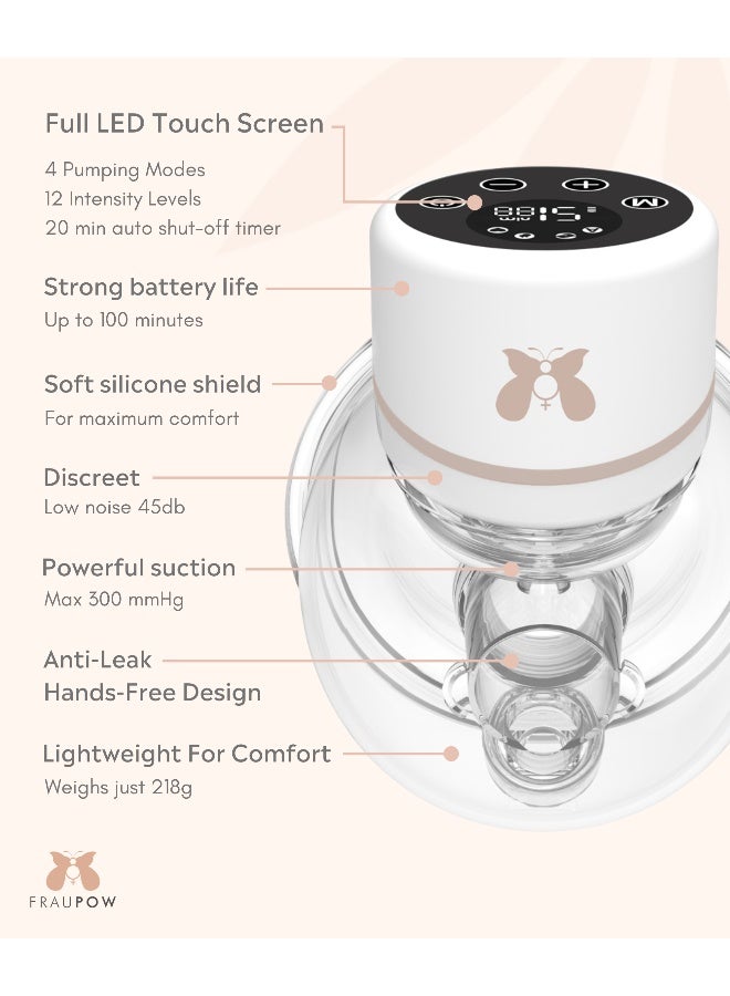 Fraupow Wearable Hands-Free Breast Pump with 4 Pumping Modes | Rechargeable & Portable Electric Milk Catcher | Award Winning Wireless Breast Milk Collector | Includes Midwife Consultation & Breastfeeding Course - Image 4