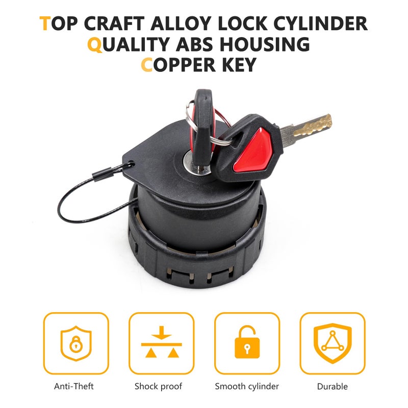 RERPRO Fuel Locking Gas Cap Compatible with 2021 2022 2023 2024 2025 New Ford Bronco 2/4 Door F150 Interior Accessories Lock Fuel Tank Filler Plug with 2 Keys, 1 Set Black - Image 5