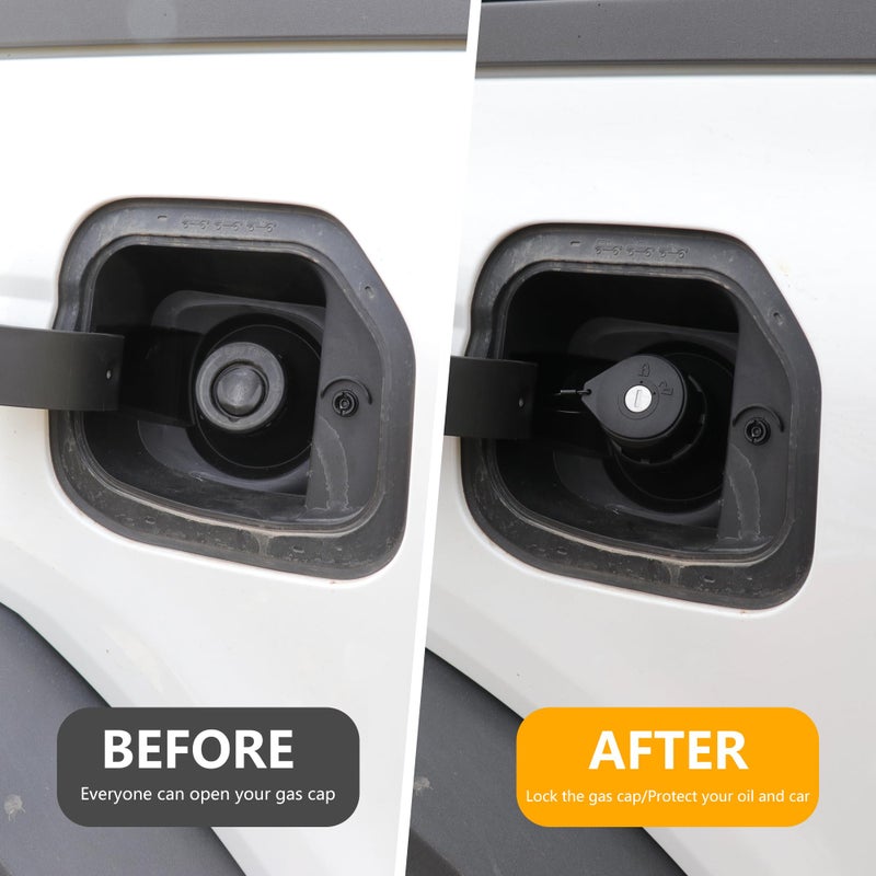 RERPRO Fuel Locking Gas Cap Compatible with 2021 2022 2023 2024 2025 New Ford Bronco 2/4 Door F150 Interior Accessories Lock Fuel Tank Filler Plug with 2 Keys, 1 Set Black - Image 3