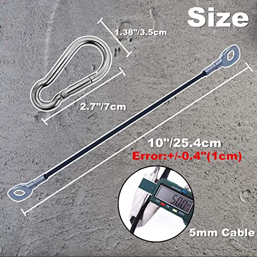 J Bryant 10" Cable Machine Extension Gym Cables (2 Pcs) with Stainless Steel Carabiner for Home Gym Pulley Systems - Image 2