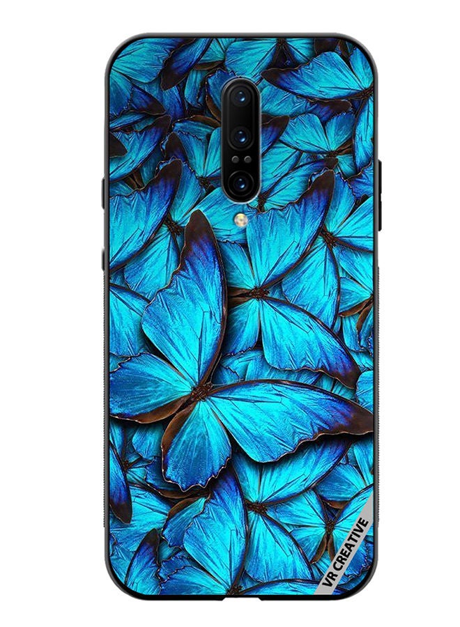VR CREATIVE Protective Case Cover For OnePlus 7 Pro Blue Butterfly Design Multicolour - Image 1