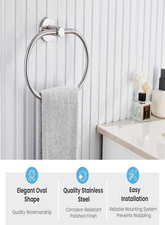 Pivalo 304 Grade Stainless Steel Towel Ring Oval Hand Towels Hanger Napkin Holder Stand Bathroom Accessories for Kitchen Home and Wash Basin (Pack of 1) - Image 5