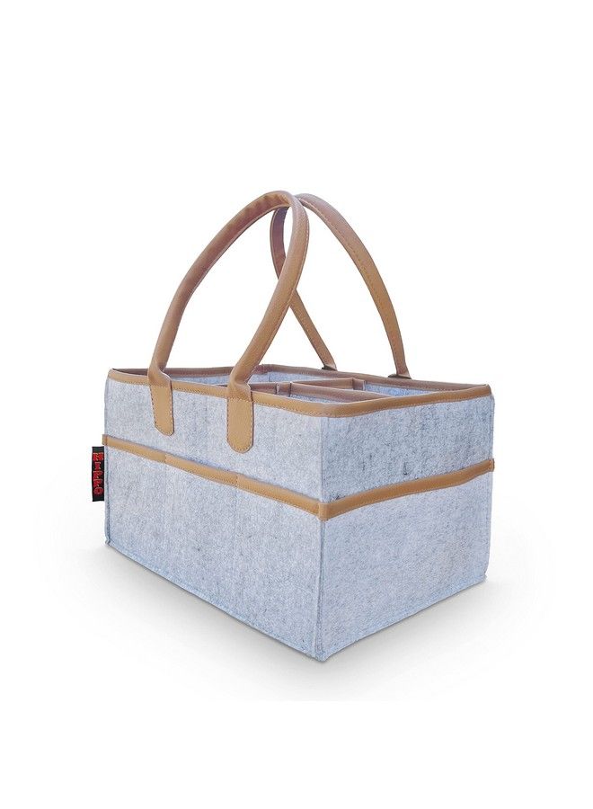Hippo Cute Diaper Caddy Bag With Leather Reinforced Edges For Smart Mothers Baby Diaper Caddy Organizers Baby Wipes Felt Storage Nursery Foldable And Portable (Large Grey Design2)  - Image 2