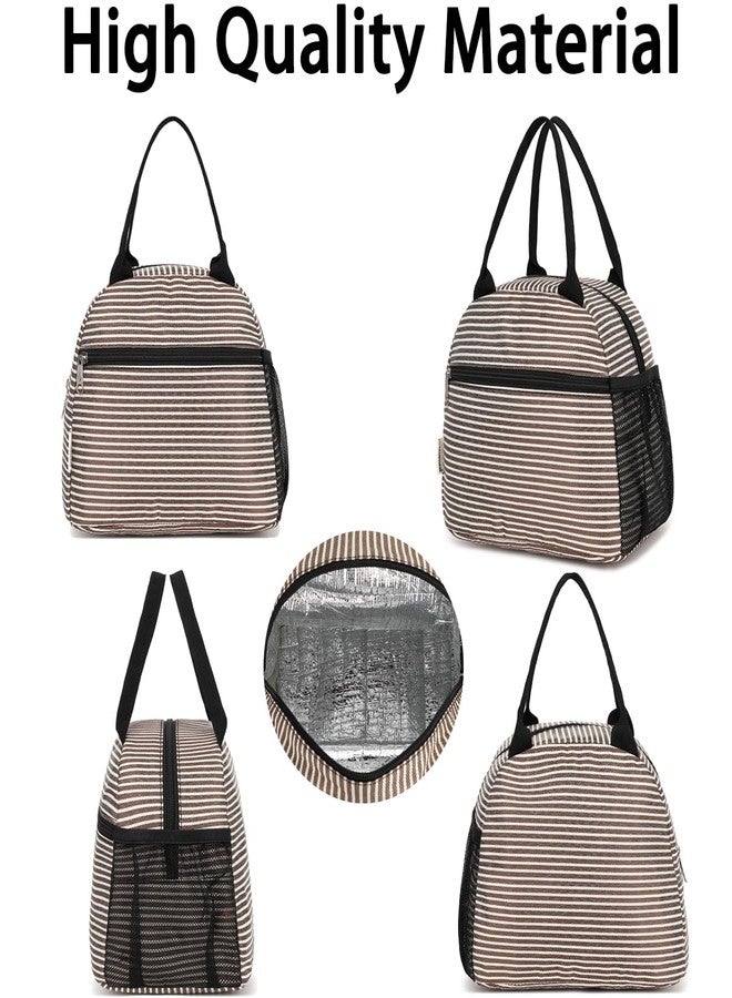 GYEUKHAM Lunch Bag Women, Lunch Box for Adult Men Kids Girls, Small Cute Lunchbox Tote Large Capacity Insulated Lunch Container Cooler for Work School Picnic Travel, Coffee Stripes - Image 5