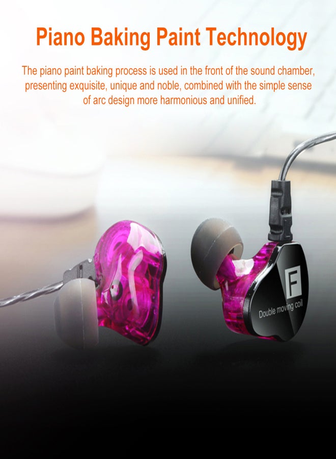 FONGE F4 3.5MM Wired Headphones Double Moving Coil In-ear Headset Heavy Bass Stereo Music Earphone In-line Control with Microphone - Image 4