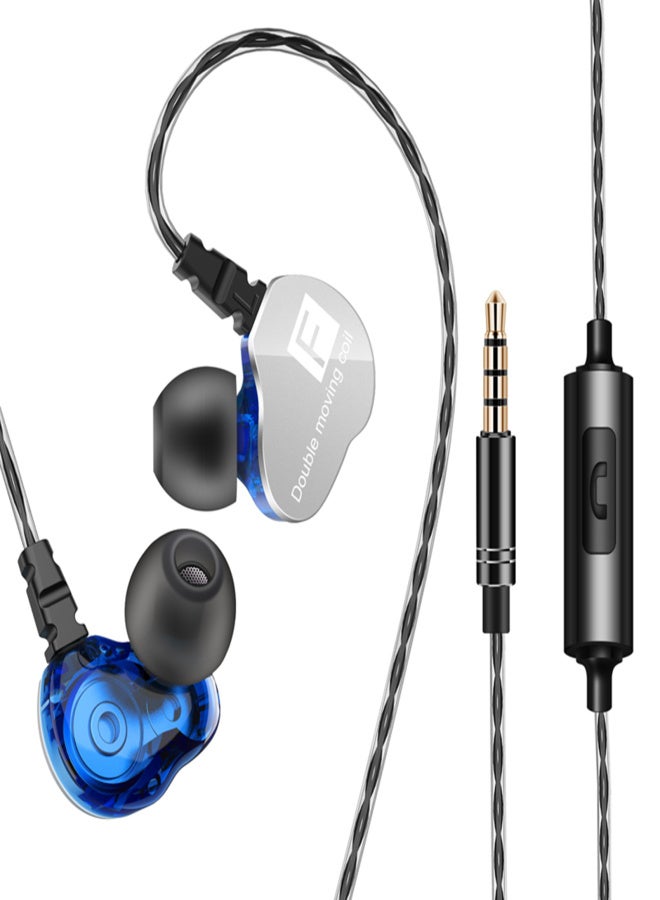 FONGE F4 3.5MM Wired Headphones Double Moving Coil In-ear Headset Heavy Bass Stereo Music Earphone In-line Control with Microphone - Image 1