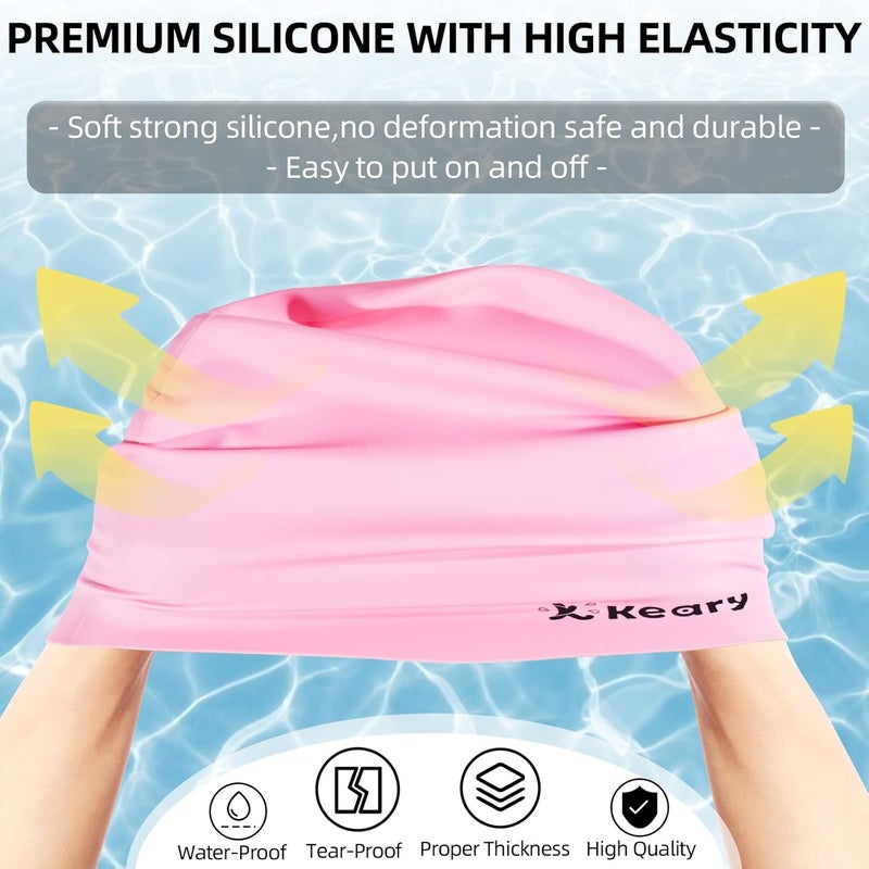 Keary Extra Large Swim Cap for Braids and Dreadlocks Extensions Weaves Long Hair, Waterproof Silicone Cover Ear Bath Pool Shower Swimming Cap for Adult Youth to Keep Hair Dry, Easy to Put On and Off - Image 4
