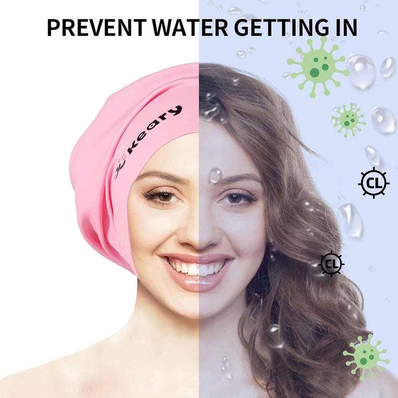 Keary Extra Large Swim Cap for Braids and Dreadlocks Extensions Weaves Long Hair, Waterproof Silicone Cover Ear Bath Pool Shower Swimming Cap for Adult Youth to Keep Hair Dry, Easy to Put On and Off - Image 3