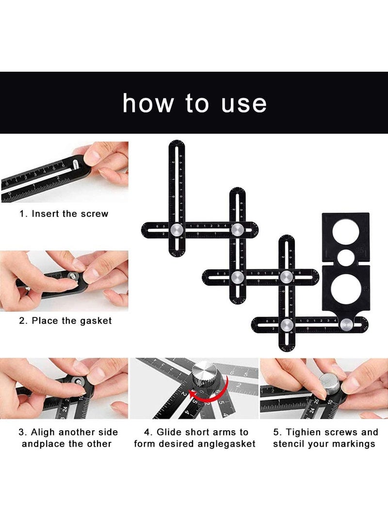 YADAV YADAV Multi Angle Measuring Ruler Aluminum Alloy Template Tool Measurement  - Image 3