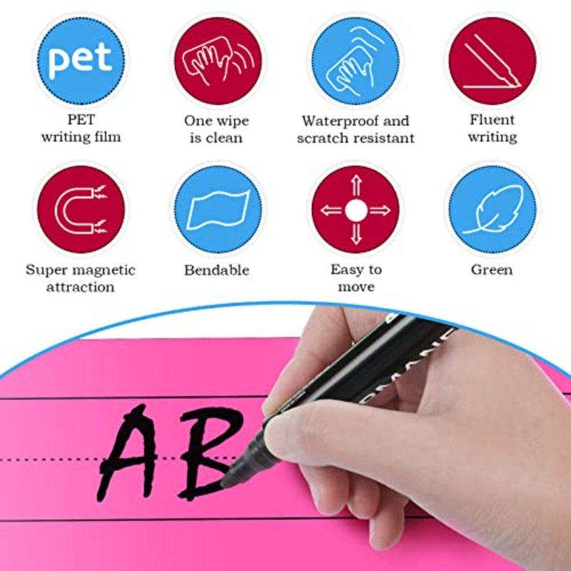 12 Pack Magnetic Sentence Strips for Teachers 12 x 3 Inch Magnetic Dry Erase Sentence Strips Lined Reusable Classroom Learning Tool for Office School - Image 3