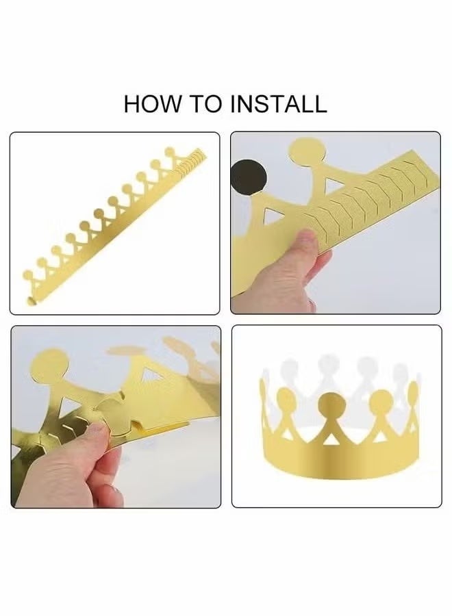 بابونا 20 قطعة ذهبية، 4 أنماط من قبعات الحفلات القابلة للتعديل، تيجان ورقية لأعياد الميلاد، الملكات، ديكورات اليوبيل للاحتفالات، حفلات اليوبيل - Image 5