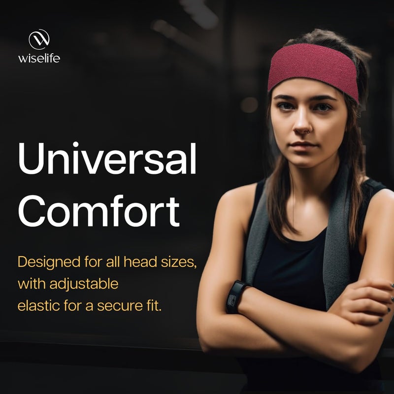 WiseLife Lightweight Headband for Men & Women | Strapless Sweatband for Gym | Sports Unisex Head Band for Exercise, Fitness, Workout, Tennis, Cycling, Badminton & Other Sports (Maroon) - Image 5