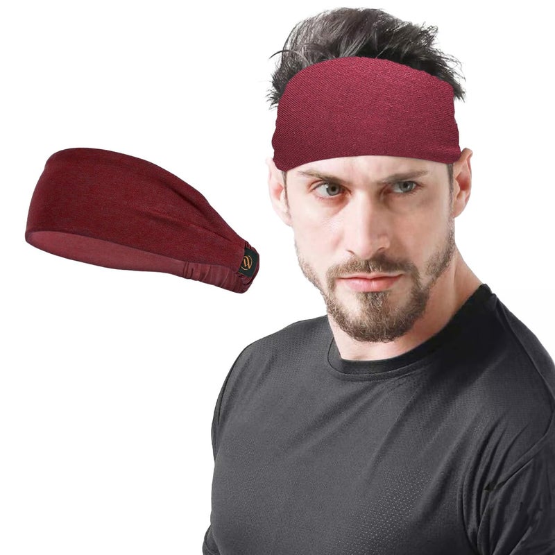 WiseLife Lightweight Headband for Men & Women | Strapless Sweatband for Gym | Sports Unisex Head Band for Exercise, Fitness, Workout, Tennis, Cycling, Badminton & Other Sports (Maroon) - Image 1