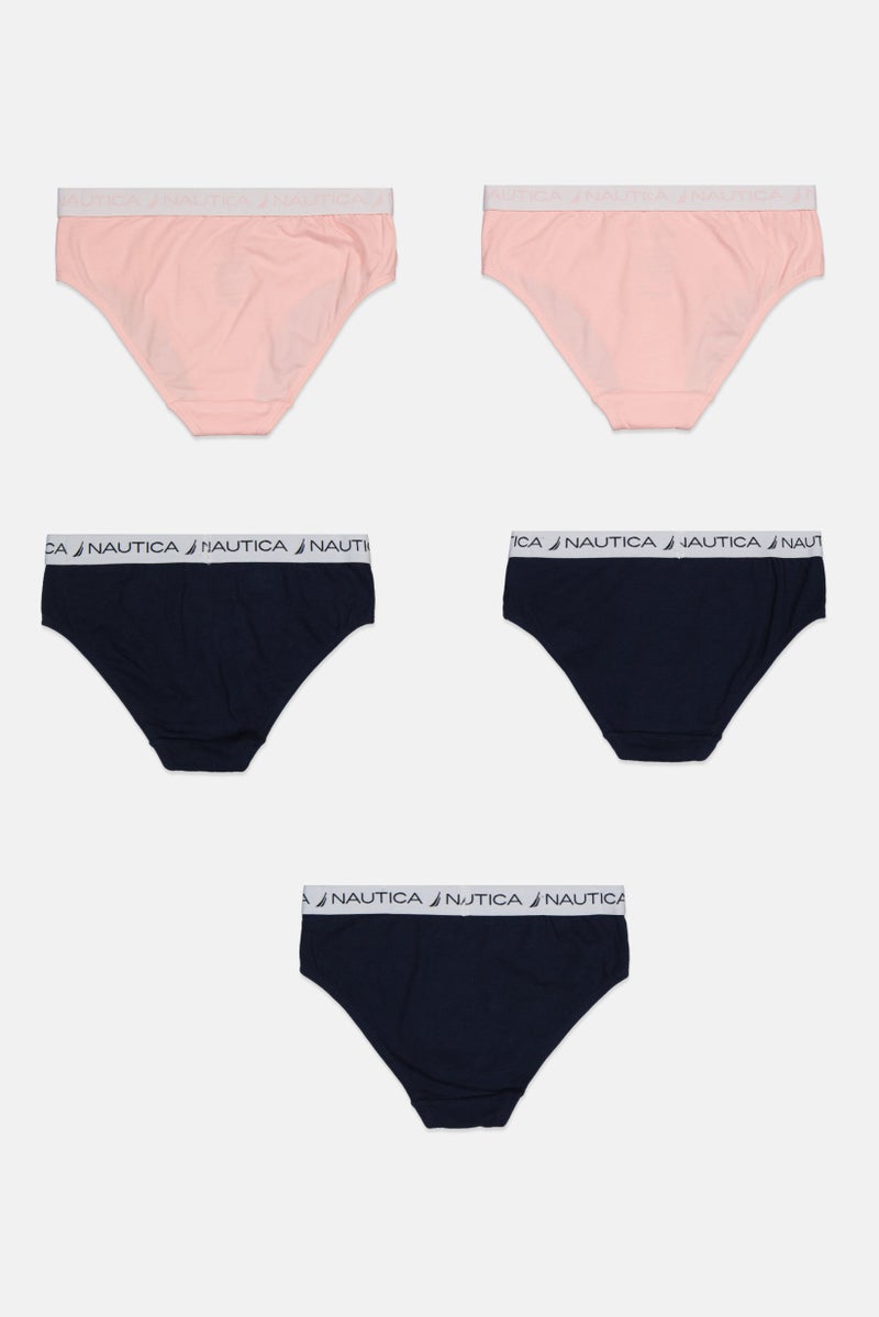NAUTICA Kids Girl 5 Pieces Brand Logo Briefs, Multicolor - Image 2