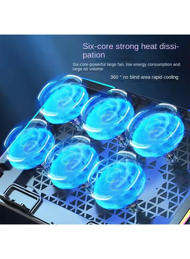 آيس كوريل قاعدة تبريد للكمبيوتر المحمول مزودة بـ 6 مراوح تبريد، وحامل تبريد للكمبيوتر المحمول قابل لتعديل الارتفاع بخمسة مستويات، وقاعدة تبريد للكمبيوتر المحمول مزودة بحامل للهاتف. - Image 3