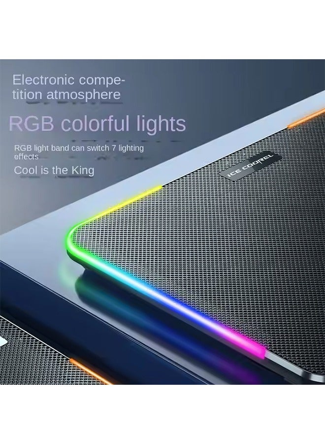 آيس كوريل قاعدة تبريد للكمبيوتر المحمول مزودة بـ 6 مراوح تبريد، وحامل تبريد للكمبيوتر المحمول قابل لتعديل الارتفاع بخمسة مستويات، وقاعدة تبريد للكمبيوتر المحمول مزودة بحامل للهاتف. - Image 5